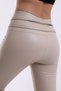 Thermal Push Up Women's Leather Leggings with Waist Detail and Thick Fur Inside - 6