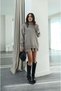 Mink Color Pleated Mini Skirt Fisherman Sweater Bottom Top Knitwear Set - 5