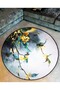 Gray Themed Flowers Patterned Round Woven Base Modern Decorative Carpet 6240 - 2