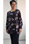 Black Plum Floral Combed Viscose T-Shirt - 5