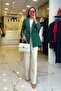 Emerald Gold Blazer Jacket - Button and Pocket Detail - 4