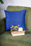 2-Piece Premium Velvet Textured Suede Cushion Cover Navy Blue (45X45)