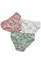 Cat Patterned Cotton 3-Piece Girl's Slip - Pink Green Ecru
