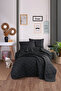 Quilted Bedspread Set Single Solid Black - 2