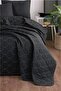 Quilted Bedspread Set Single Solid Black - 3