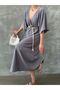 Women's Gray Belted Summer Dress - 3
