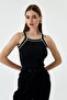 Halter Collar Knitwear Women's Blouse Black