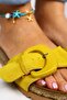 Alandra Women's Genuine Leather Yellow Slippers - 4