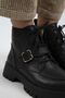 Samantha Women's Genuine Leather Lace-up Zippered Buckle Black Boots - 3