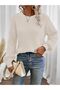 Selanik Knitted Sleeve Motif Crew Neck White Knitwear Sweater - 2