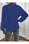 Selanik Knitted Sleeve Motif Crew Neck Cobalt Blue Knitwear Sweater - 4