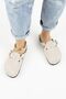 Zeta 2 Women's Leather Genuine Leather Belted Buckle Sabo Beige Slippers - 7