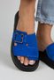 Begonia Women's Genuine Leather Buckle Blue Slippers - 4