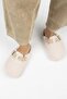 Suzen Women's Textile Furry Genuine Leather Belted Buckle Beige Slippers - 7