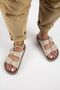 Lavanda Women's Genuine Leather Double Buckle Beige Slippers - 7