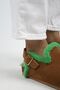 Holly Furry Women's Genuine Leather Furry Genuine Leather Belt Buckle Tan-Green Sandals - 3