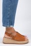 Penny Women's Genuine Leather Belted Buckle Tan Sandals - 2