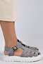 Rosa Women's Genuine Leather Buckle Gray - White Sandals - 2