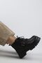 Samantha Women's Genuine Leather Lace-up Zippered Buckle Black Boots - 5