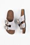 Jose Men's Genuine Leather Double Buckle Gray Slippers