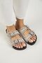 Sasha Women's Leather Genuine Leather Double Buckle Troc Beige Slippers - 3