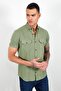 Khaki Linen Short Sleeve Double Pocket Flap Shirt - 2