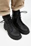 Adel Women's Genuine Leather Laced Black-Black Boots with Internal Zipper - 2