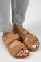 Hazel Women's Genuine Leather Double Velcro Tan Slippers - 3