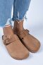 Zeta Women's Genuine Leather Belted Buckle Tan - Oxide Slippers - 2