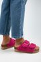Selina Furry Women's Textile Furry Double Buckle Fuchsia Slippers - 5