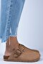 Zeta Women's Genuine Leather Belted Buckle Tan - Oxide Slippers