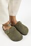 Zeta 2 Women's Genuine Leather Belted Buckle Sabo Khaki Slippers - 2