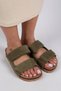Vina Women's Genuine Leather Velcro Green Slippers - 3