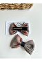 Orange and Beige Plaid Bow 2-Piece Clip Buckle - 2