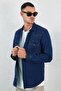Double Pocket Flap Men's Shirt Navy Blue |   Ee100117832-7832
