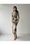 Patterned Tulle Dress Green New Season - 3