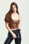 Faux Leather Bustier with Zippered Back Strap and Glop |   Bust34603 Tan