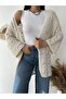 Pompom Lace-Like Knit Standard Size Women's Cardigan - 2