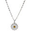 White Daisy Figure Women's Necklace - Enameled Silver Color Classic with Chain - 2