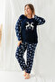 New Year Themed Plus Size Women's Fleece Plush Pajama Set - 6