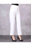 Women's White Striped Classic Pants - 4