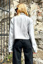 Women's Gray Padded Shoulder Lined Blazer Crop Jacket Alc-X12718 - 6