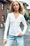 Women's White V-Neck Buttoned Long Sleeve Cardigan Alc-X12695 - 2