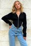 Women's Black Shirt Collar Corset Detailed Cuff Crop Woven Blouse Alc-X12740