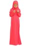 Two Pieces Kids Prayer Dress Set Suit with Scarf, Islamic Clothing Suit for Girls - Red - 2