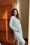 Cotton Gray Maternity Nightgown with 4-Piece Sleeping Glasses - 2