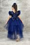 Abiye Kids Sequined Layered Tailored Navy Blue Style Children's Evening Dress Aby745 - 2