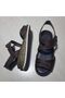 100% Genuine Leather Inside and Out, Brown Color, Wedge Heel, Light Sole, Velcro Sandals. - 4