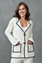 Women's Jacket Lapel Collar Buttoned Pocket Detailed Cardigan and High Waist Trousers Bottom Top Ecru Knitwear Set 1039 - 2
