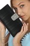 Black Color Laser Evening Dress Portfolio Clutch Wedding Engagement Henna Nikah Women's Handbag Can Be Used in Hand or with a Long Strap - 3